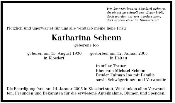 Ioo Katharina 1930-2005Todesanzeige